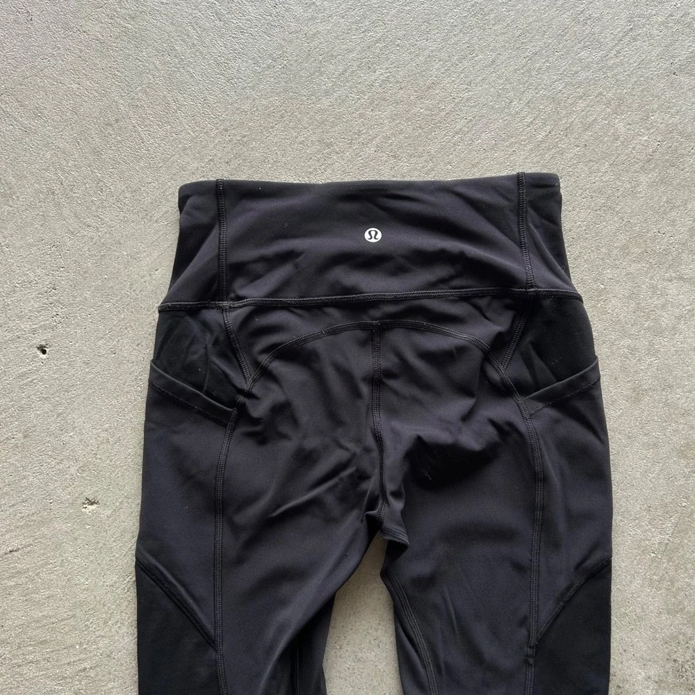 Lululemon Speed Up Crop Leggings Womens 4 Black Luxtreme Pockets Running Yoga